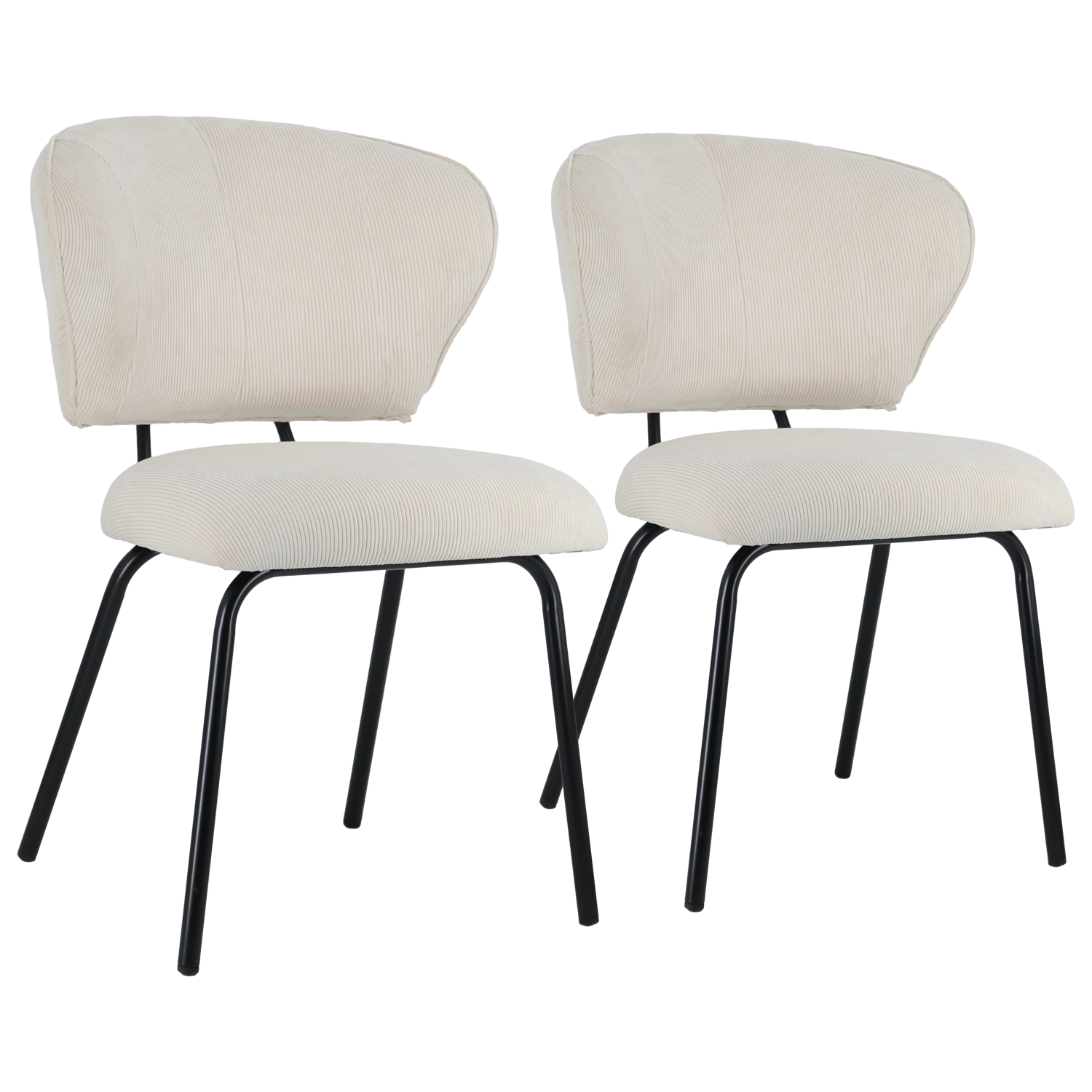 Lot de 2 chaises en velours côtelé beige NILSA