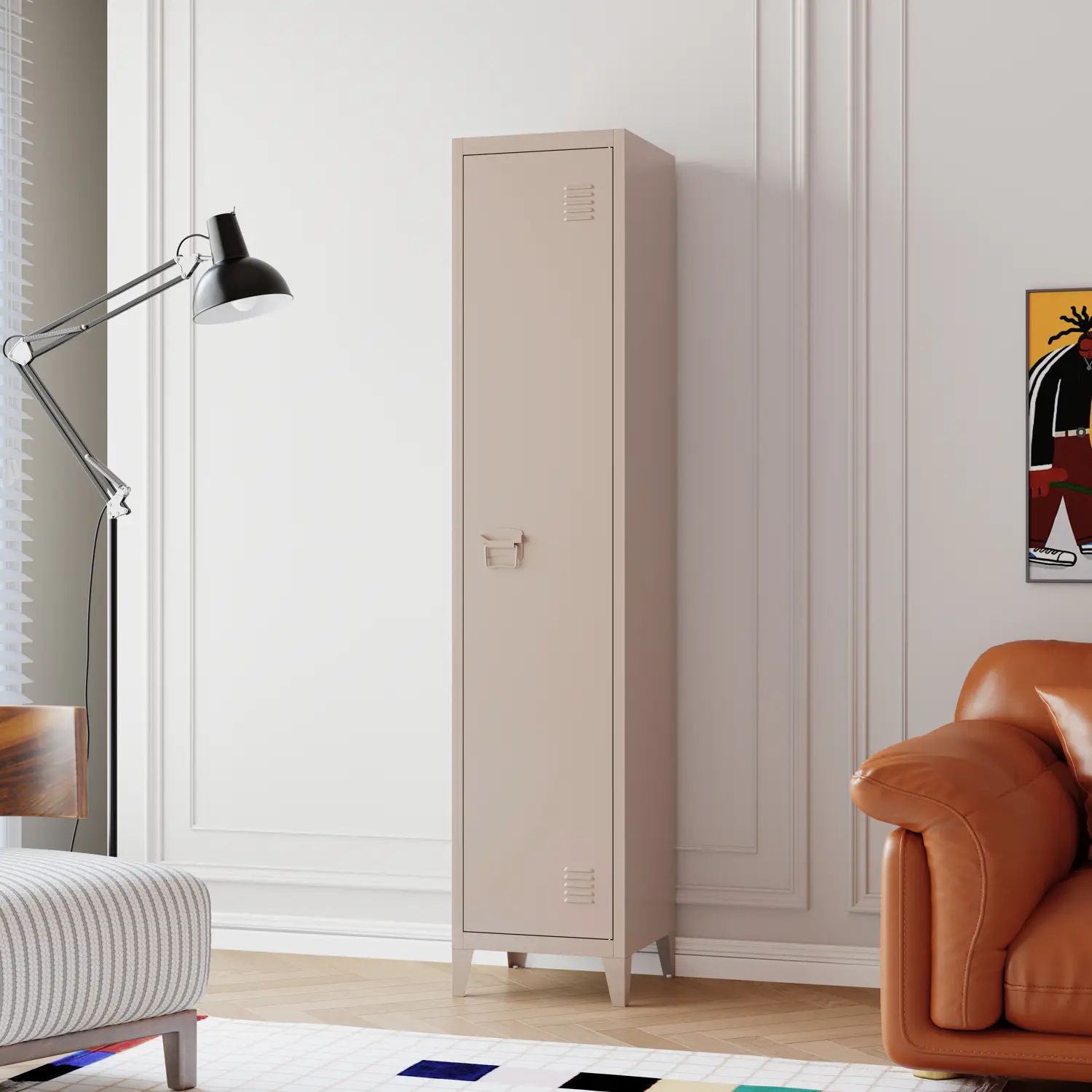 Armoire en métal 1 porte taupe