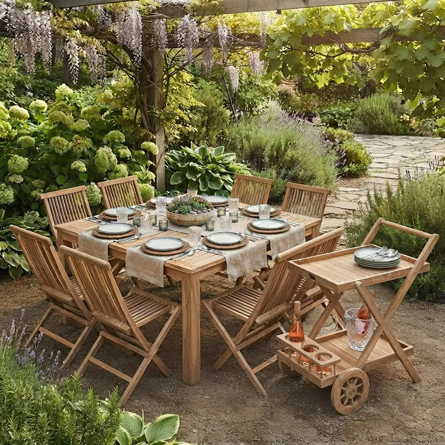 Desserte de jardin en teck