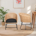 Set di 2 poltrone in rattan sintetico con cuscini RINA