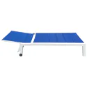 Lot de 2 bains de soleil en textilène bleu - aluminium blanc