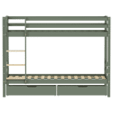 Kinderstapelbed 190x90cm groen met laden AMBER
