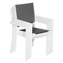 Conjunto de 10 cadeiras estofadas em alumínio branco - textileno cinzento