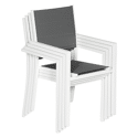 Lot de 6 chaises rembourrées en aluminium blanc - textilène gris