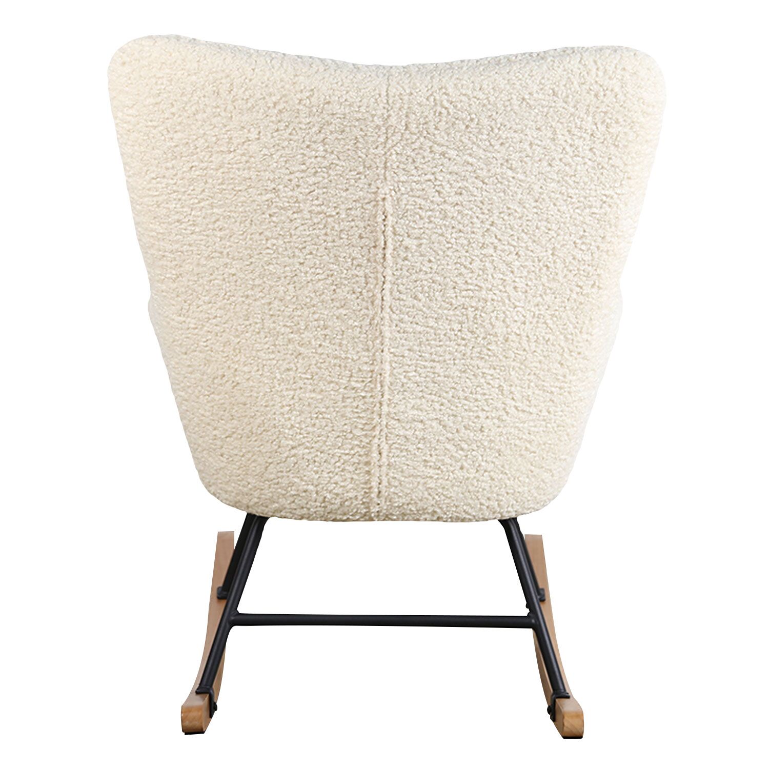 Fauteuil à bascule en tissu bouclette écru KAIRA