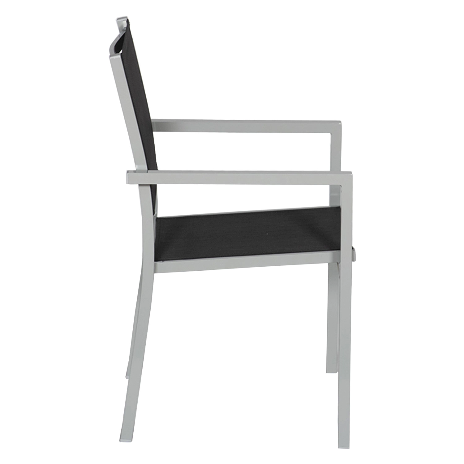 Set van 6 grijze aluminium stoelen - zwart textilene