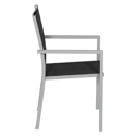 Satz von 4 Stühlen aus grauem Aluminium - schwarzes Textilene