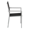 Lot de 6 chaises en aluminium gris - textilène noir