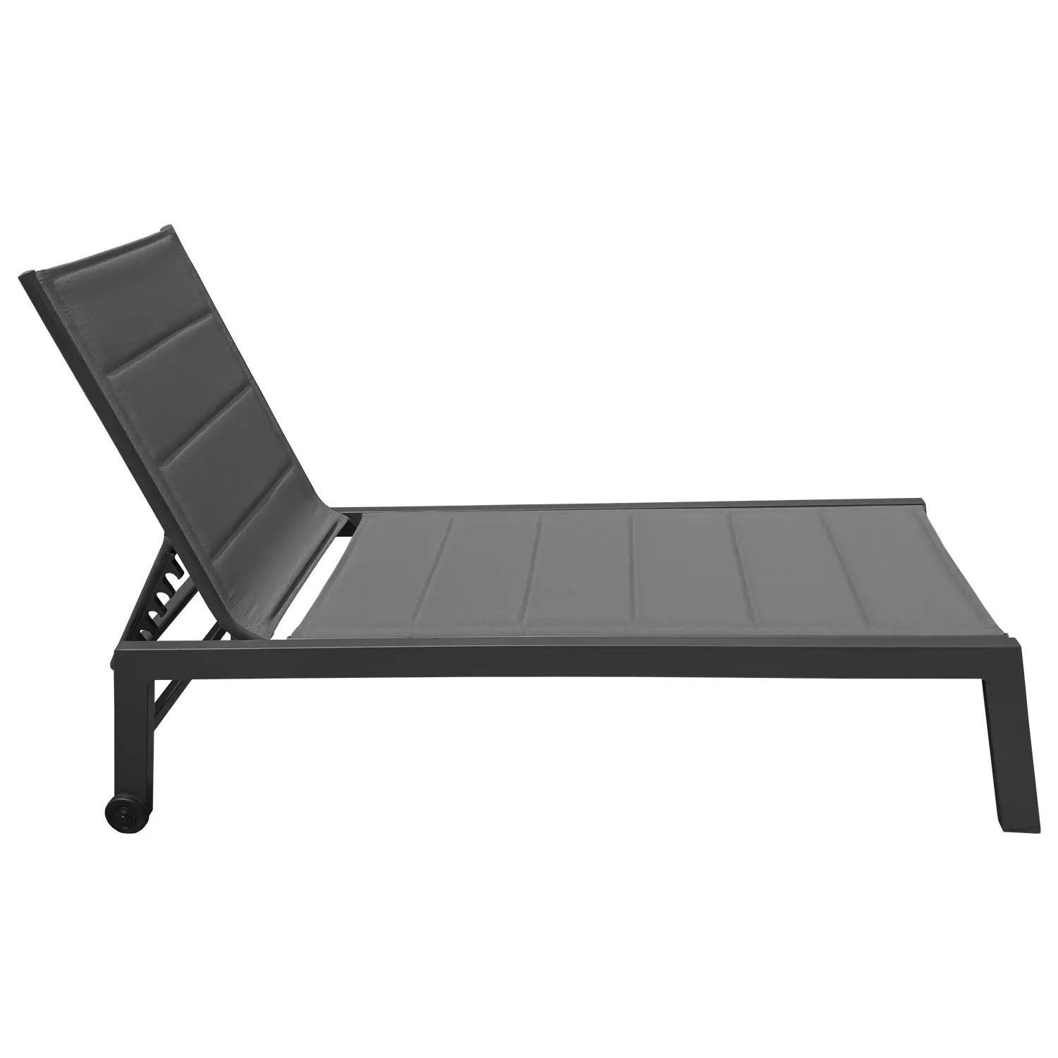 Set bain de soleil et table d'appoint en textilène gris - aluminium gris anthracite
