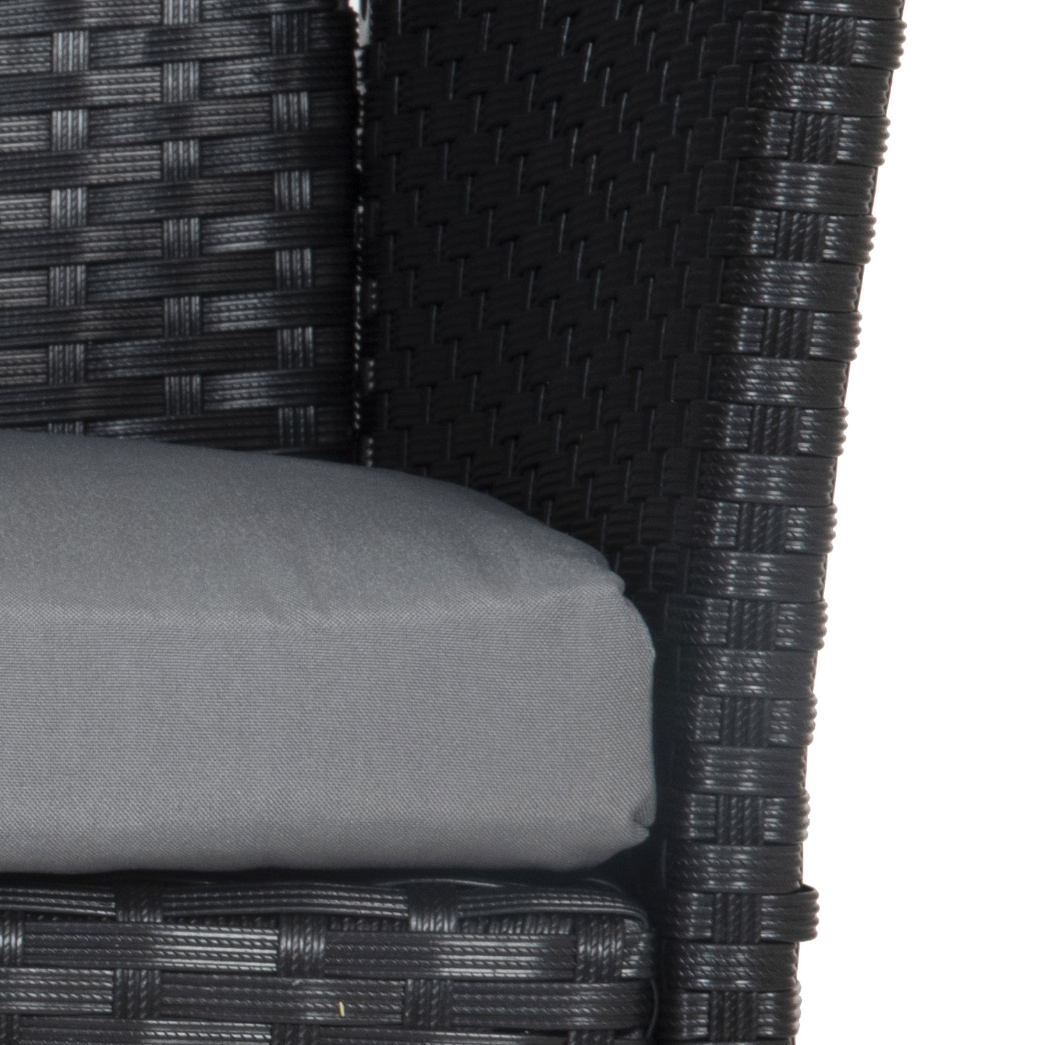 Gartenmöbel CORDOUE aus schwarzem Harzgeflecht, 4 Sitzplätze - graue Kissen