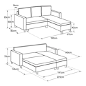 WADE Sofá cama de canto de 3 lugares cinzento antracite