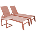 Conjunto de 2 espreguiçadeiras e mesa de apoio BARBADOS em textilene terracota - alumínio terracota