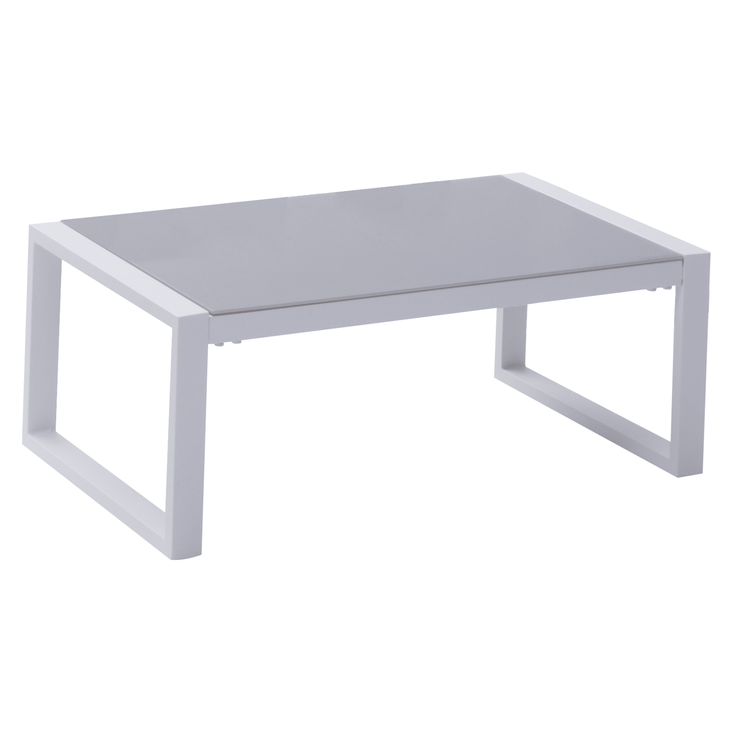 IBIZA tuinset in blauwe stof 4 zitplaatsen - wit aluminium