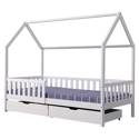 Hüttenbett für Kinder 190x90cm weiß mit Schubladen MARCEAU