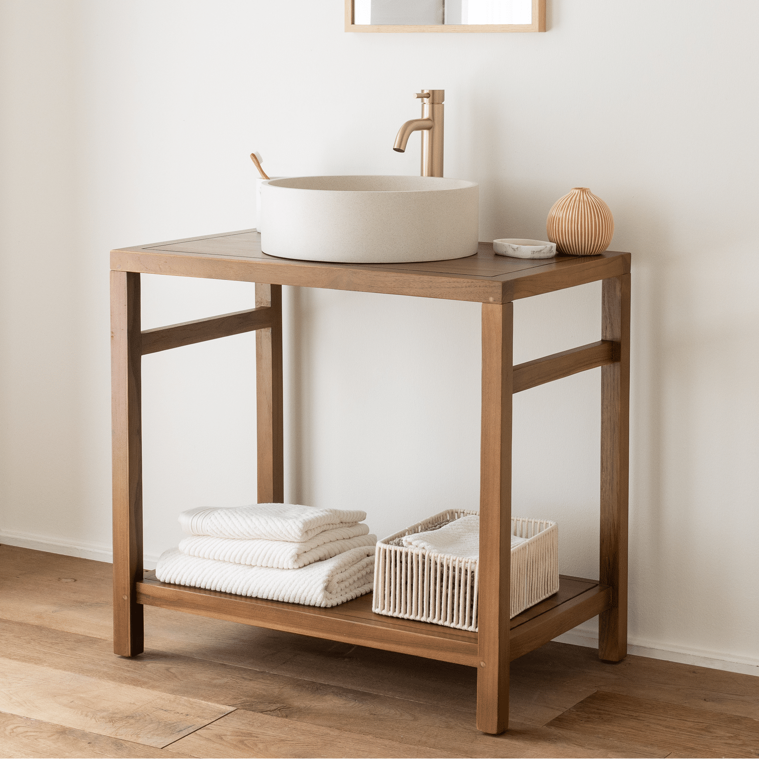 Meuble sous vasque en teck massif 80cm DEWI
