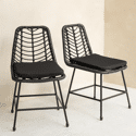 Set di 2 sedie in rattan sintetico nero con cuscini OKA