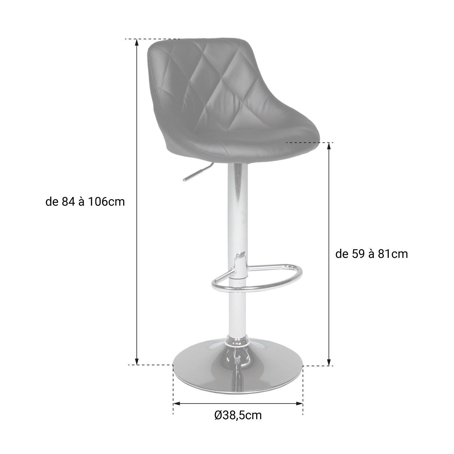 Tabouret de bar gris JASPER