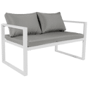 Salon de jardin IBIZA en tissu gris 4 places - aluminium blanc