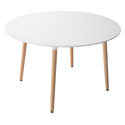 MARTHA 120cm ronde tafel en 4 NORA stoelen wit