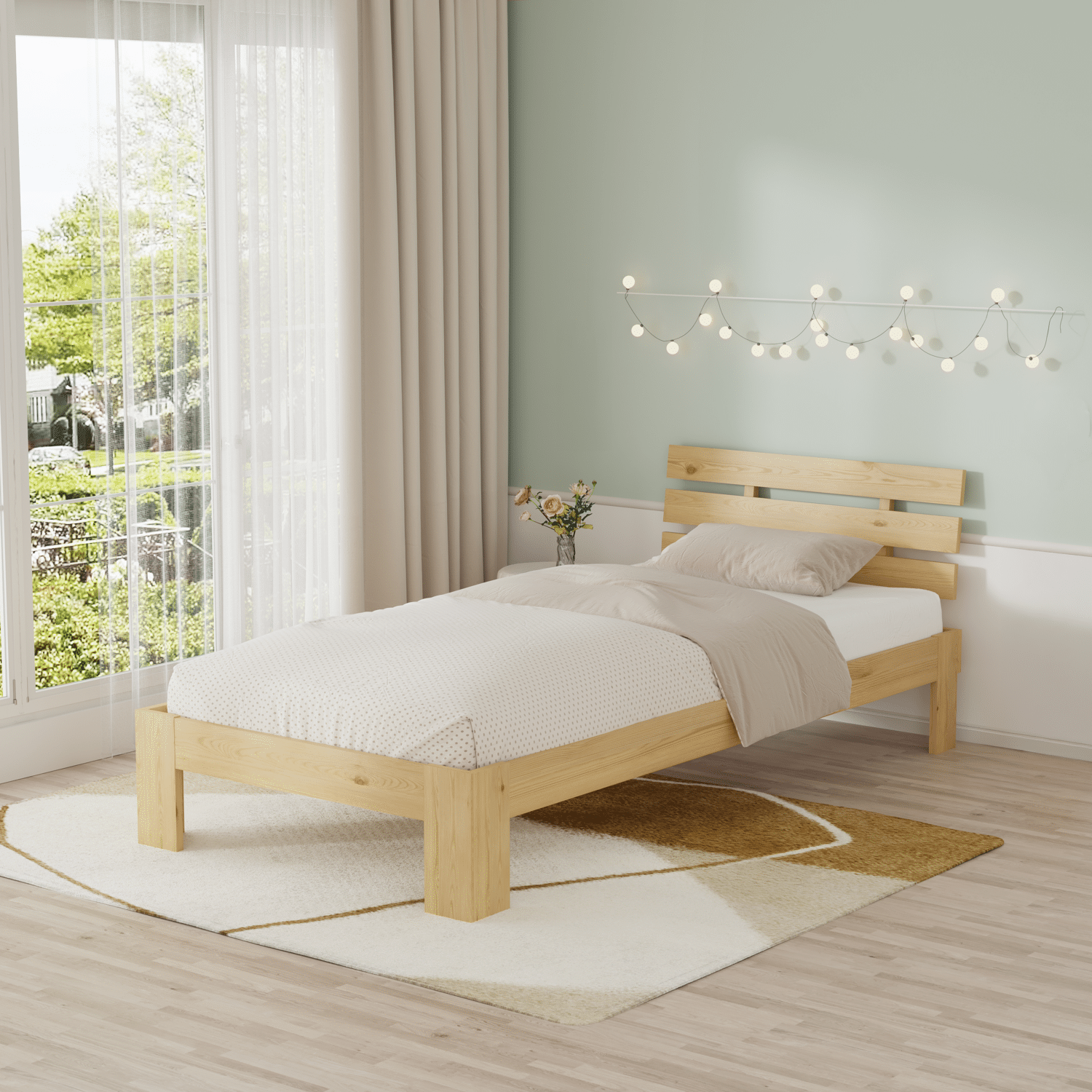 Houten bed met hoofdbord 90x190cm FINN