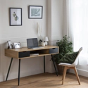 Bureau scandinave bois, tiroirs noirs BJORN