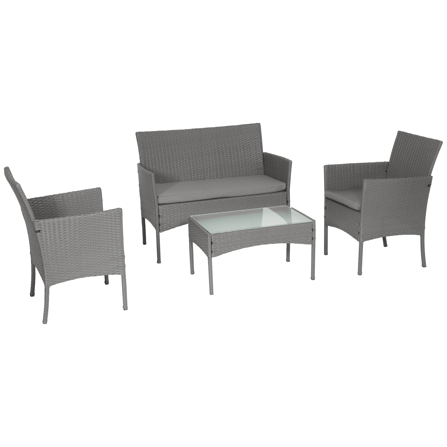 CORDOUE mobiliário de jardim em resina tecida cinzenta - almofadas cinzentas