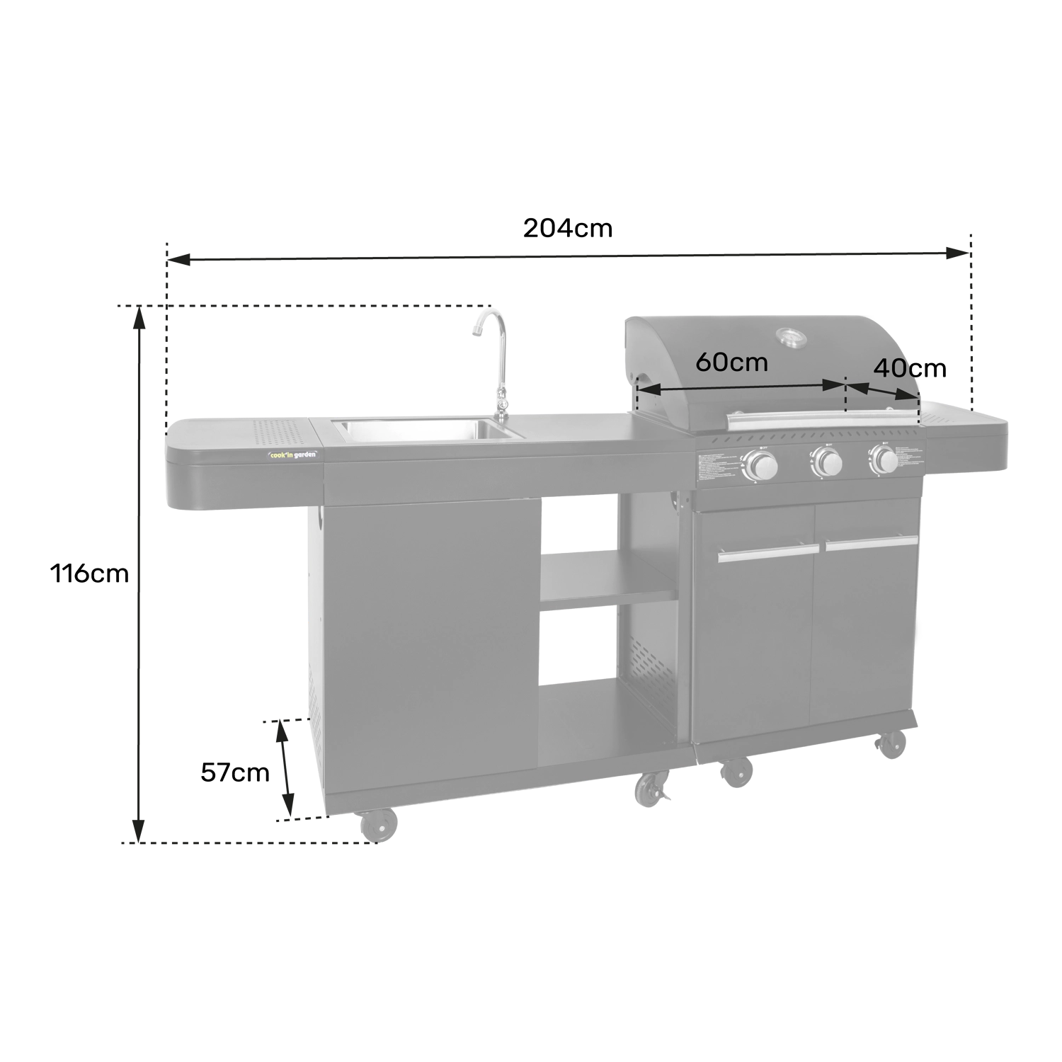 Cook'in Garden - Cozinha Modular exterior FYRA - 3 queimadores