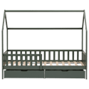 Lit cabane pour enfant 190x90cm vert avec tiroirs MARCEAU