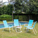 Lot de 4 chaises MARBELLA en textilène bleu - aluminium blanc