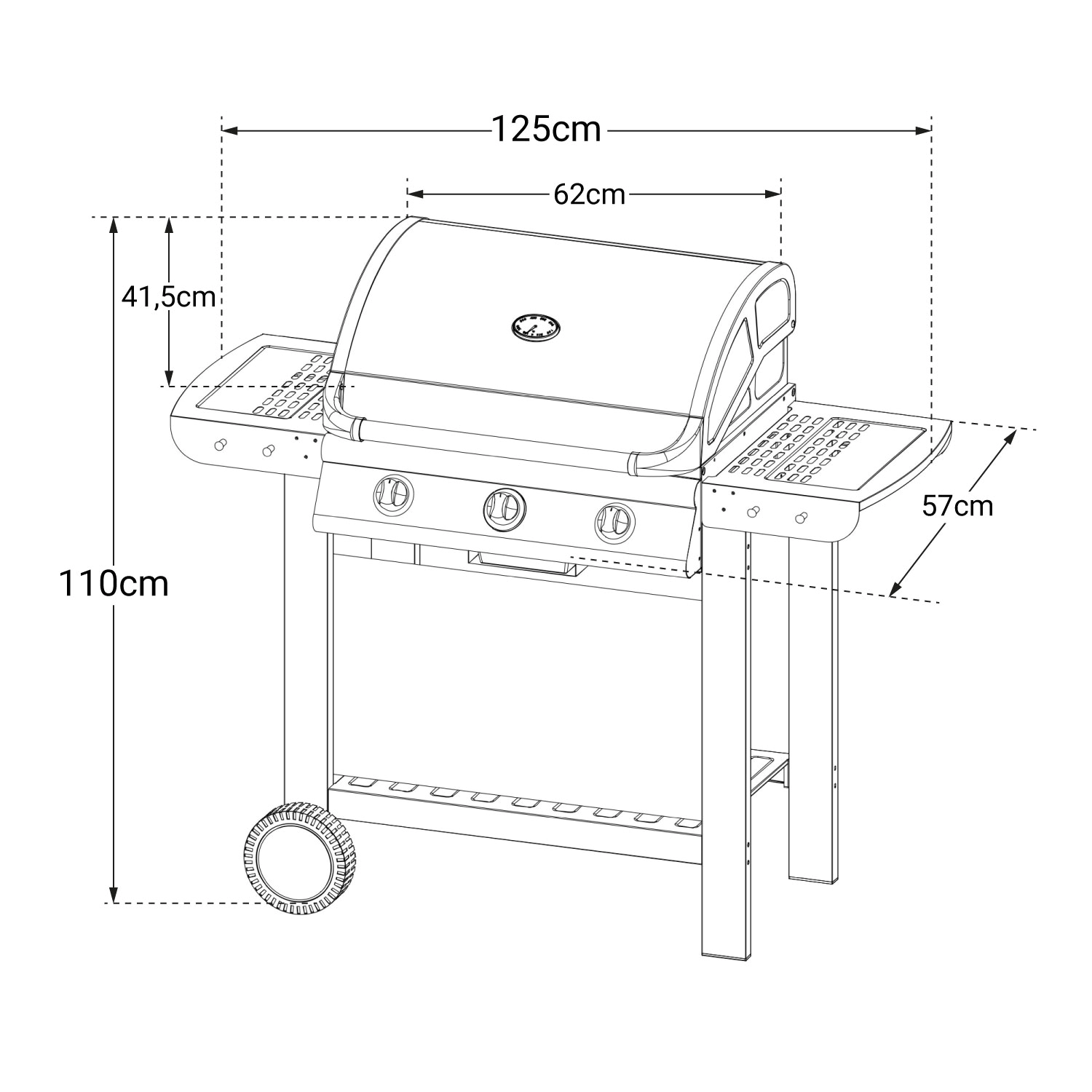 Cook'in Garden - Gasbarbecue FIESTA 3 - 3 branders met thermometer 10,5kW