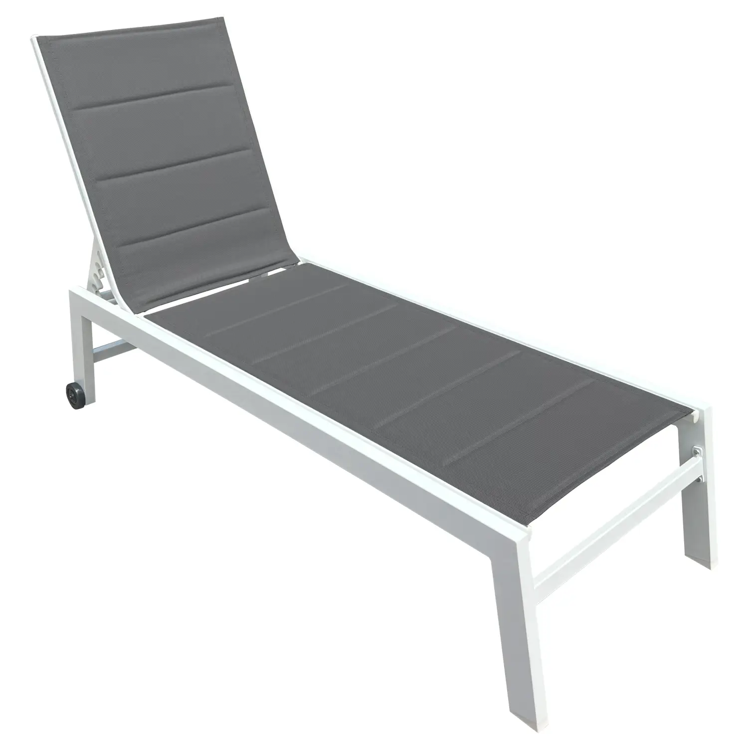 Lot de 2 bains de soleil en textilène gris - aluminium blanc