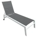 Lot de 2 bains de soleil en textilène gris - aluminium blanc