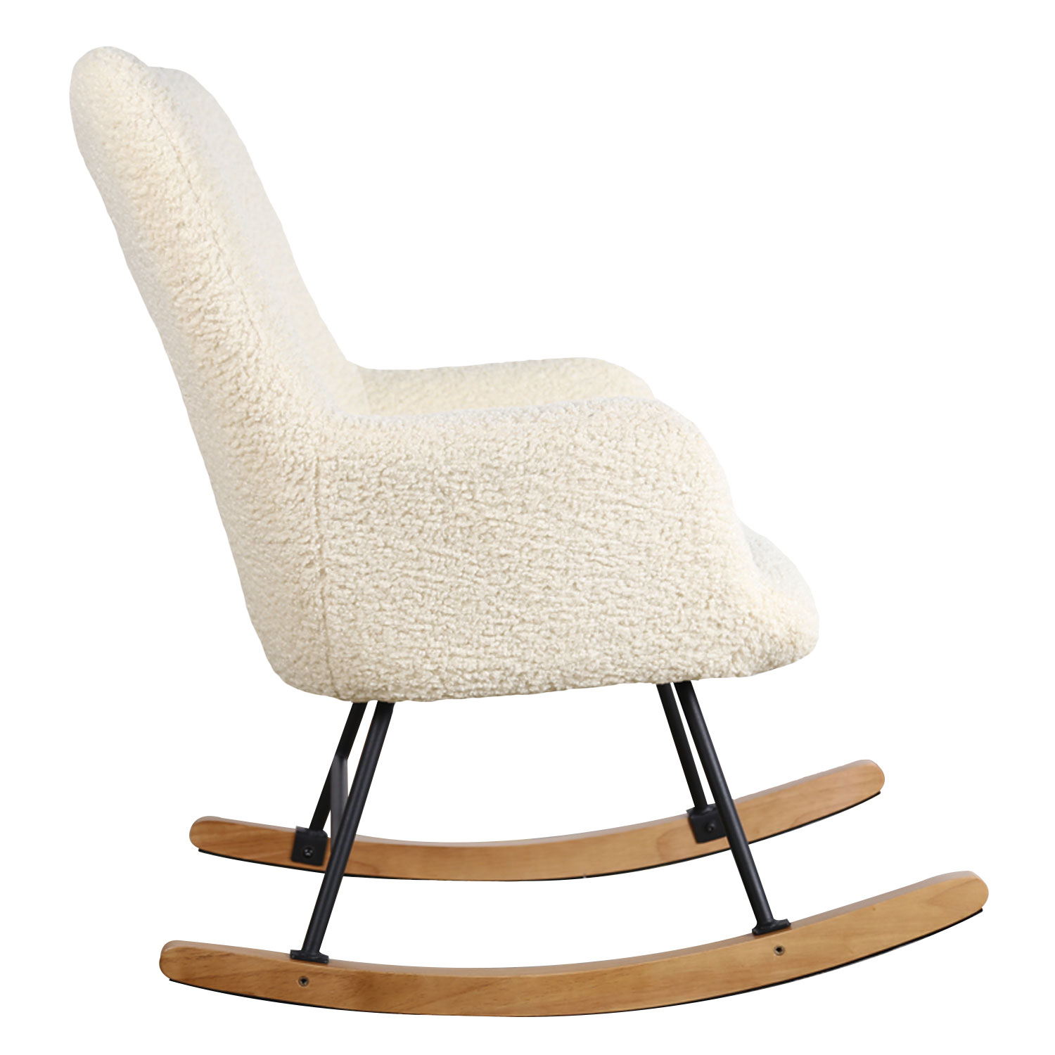 Fauteuil à bascule en tissu bouclette écru KAIRA