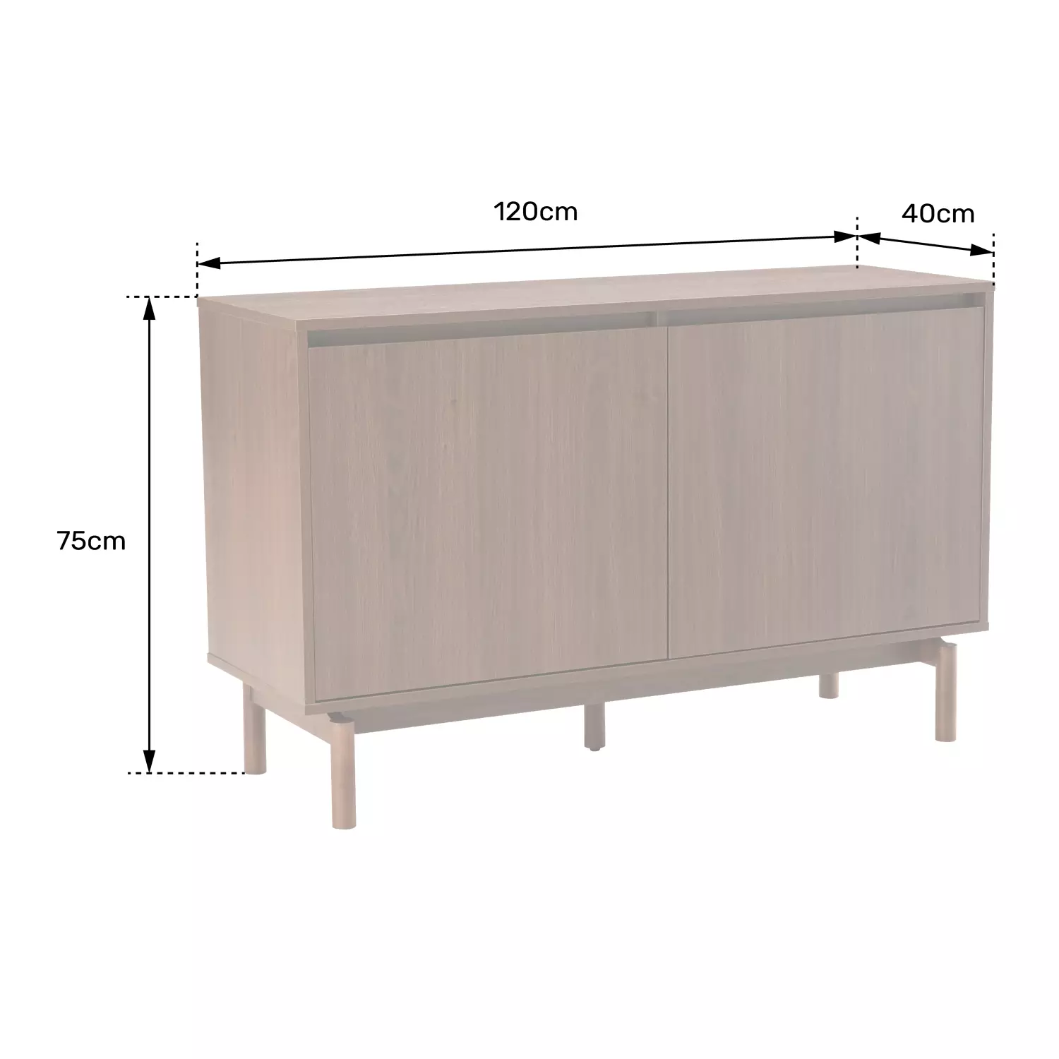 Donker houten buffet 120cm SARAH