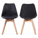 Lot de 2 chaises scandinaves NORA noires avec coussin