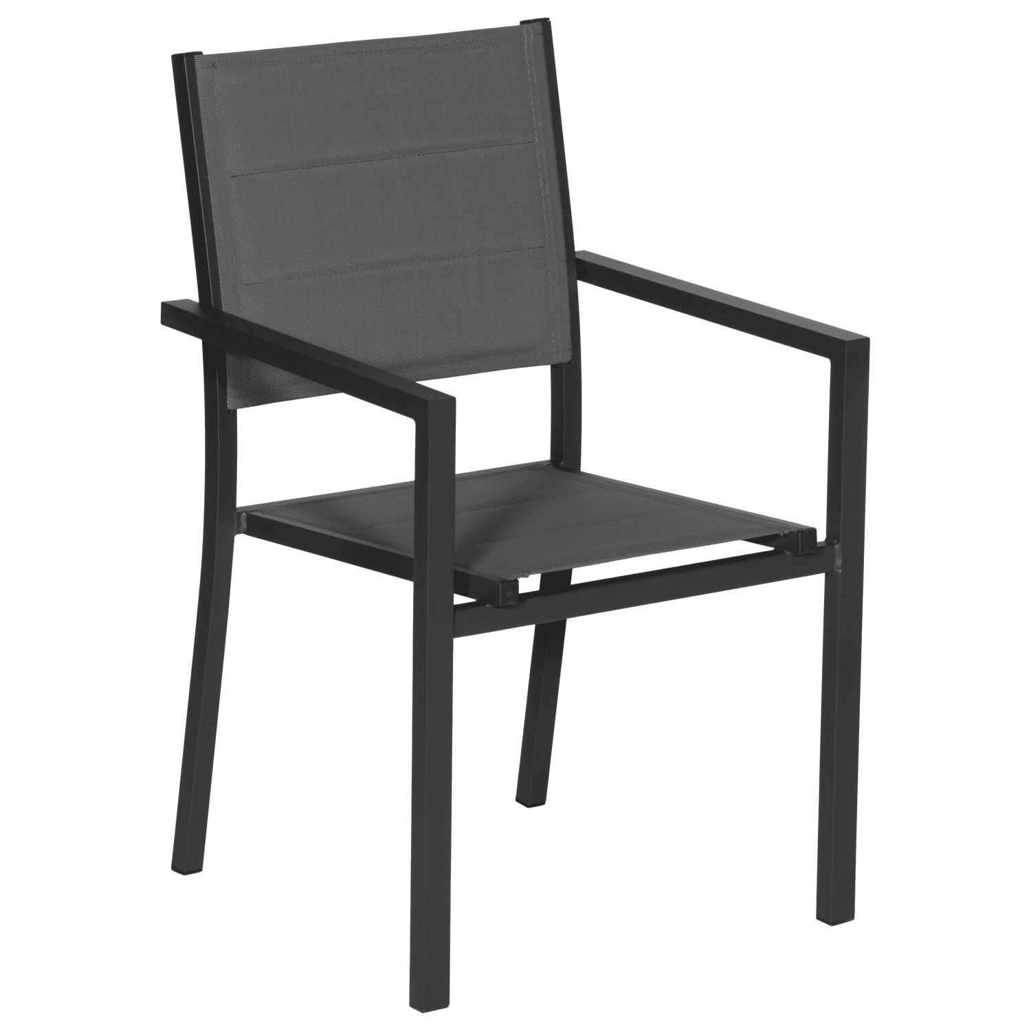 Lot de 4 chaises rembourrées en aluminium anthracite - textilène gris