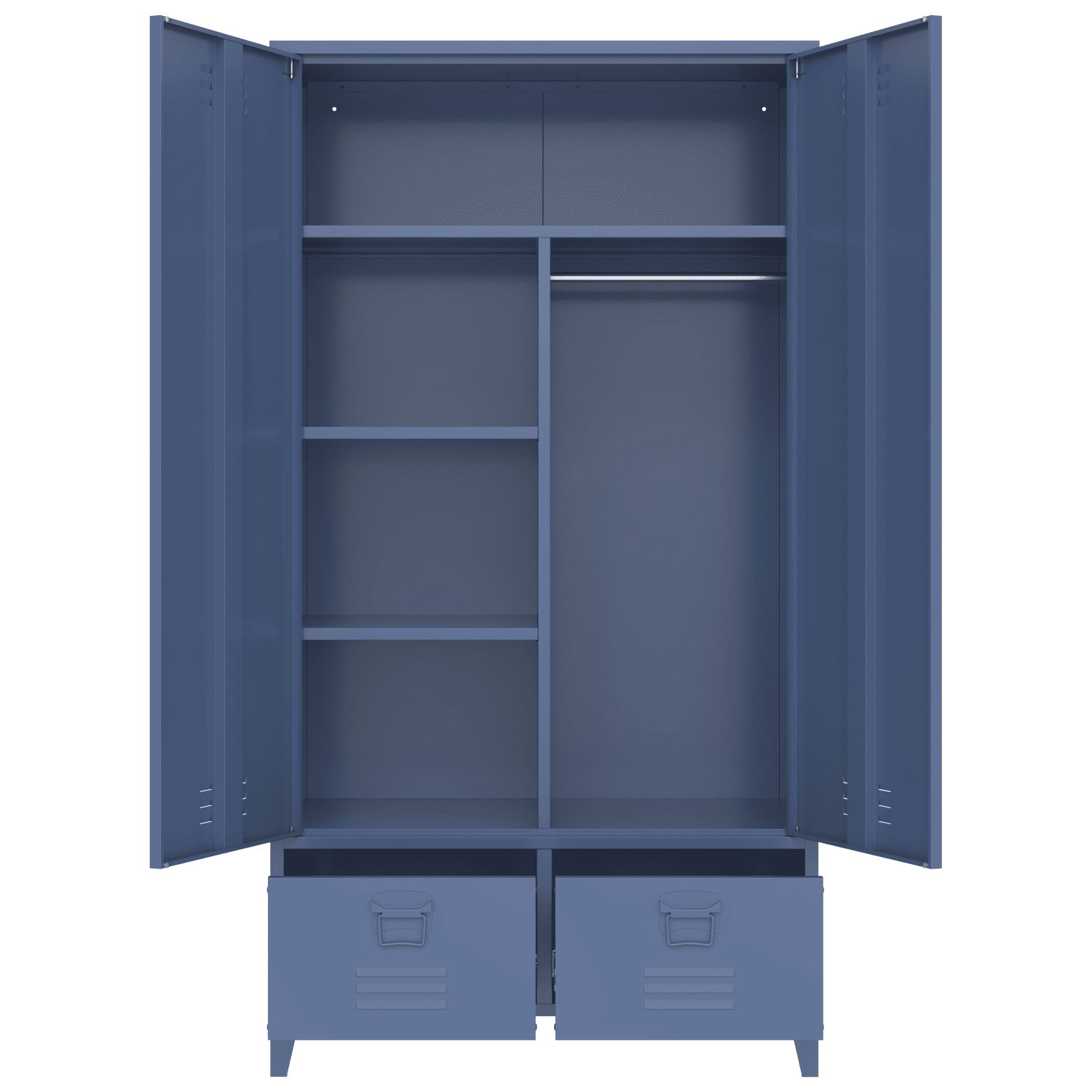 Armoire en métal 2 portes avec penderie bleu gris