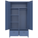 Armoire en métal 2 portes avec penderie bleu gris
