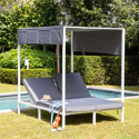 Outdoor-Himmelbett BARBADOS - weißes Aluminium/graue Kissen