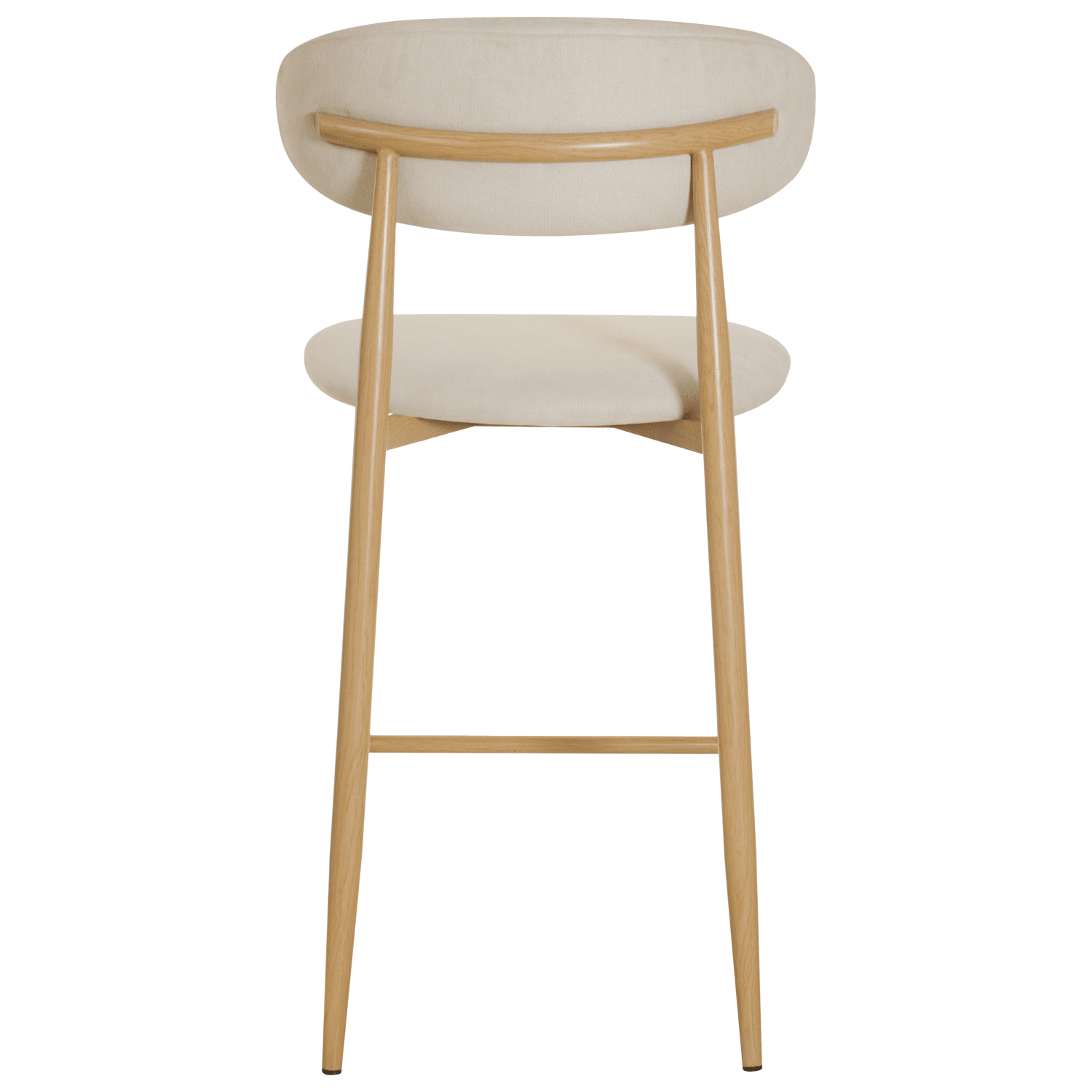 Lot de 2 tabourets de bar beige et métal effet bois clair SIMON