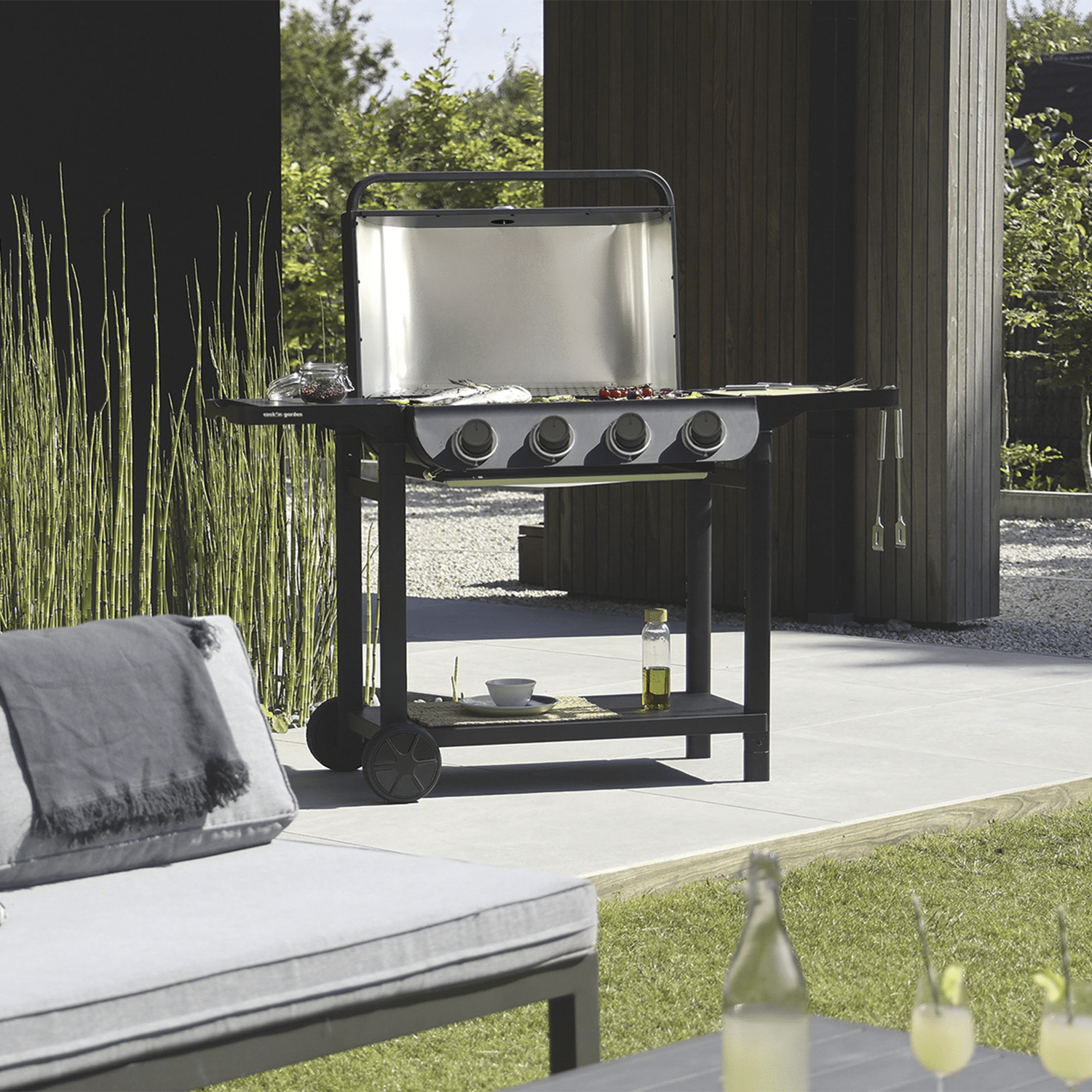 COOK'IN GARDEN - Barbecue gaz FLAVO 76 SC sur chariot