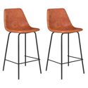 Pack de 2 taburetes de bar vintage LUCIEN naranja cognac Altura del asiento 65cm