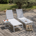 Set van 2 wit BARBADOS ligstoelen en bijzettafel van textilene - wit aluminium