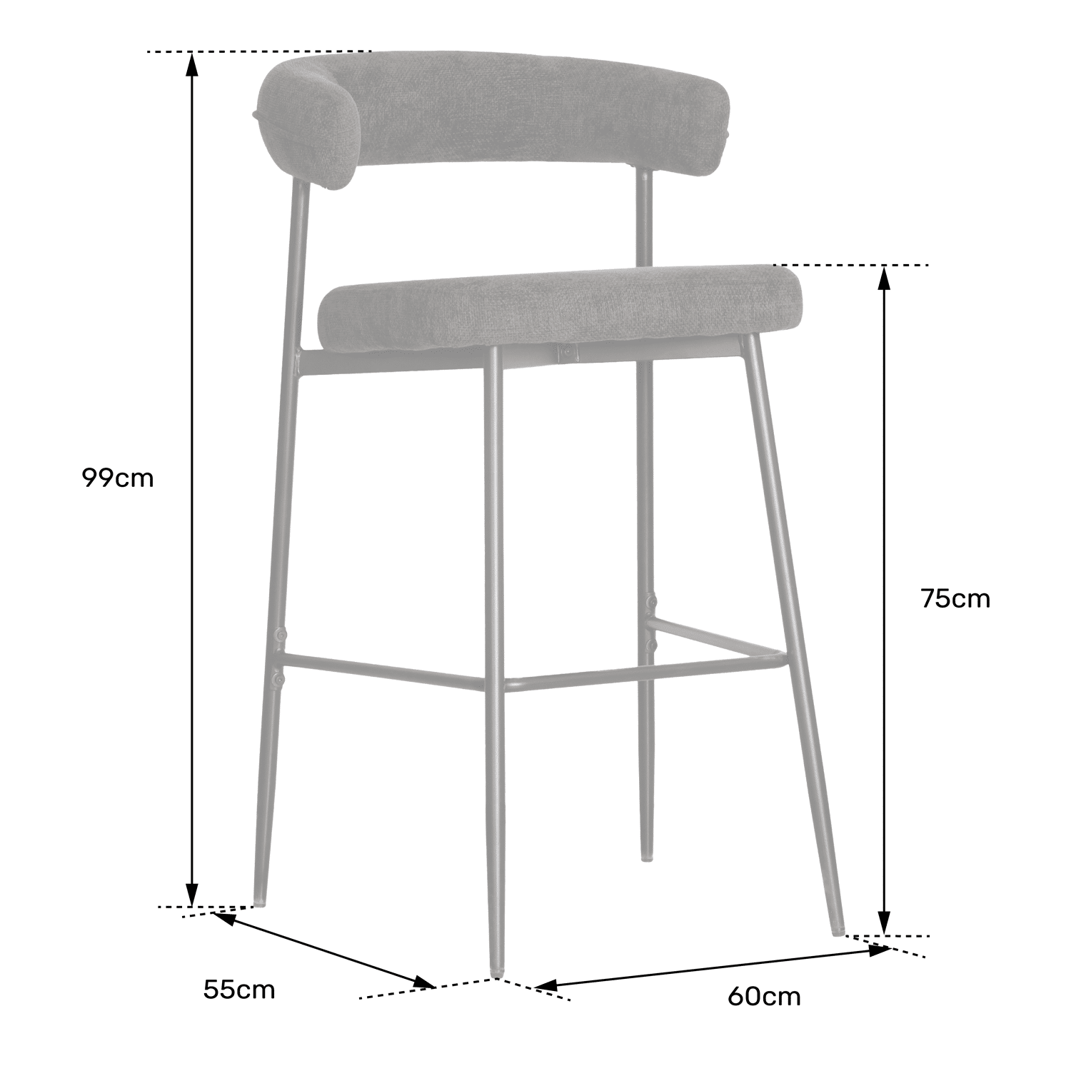 Lot de 2 tabourets de bar en tissu vert chiné THEA