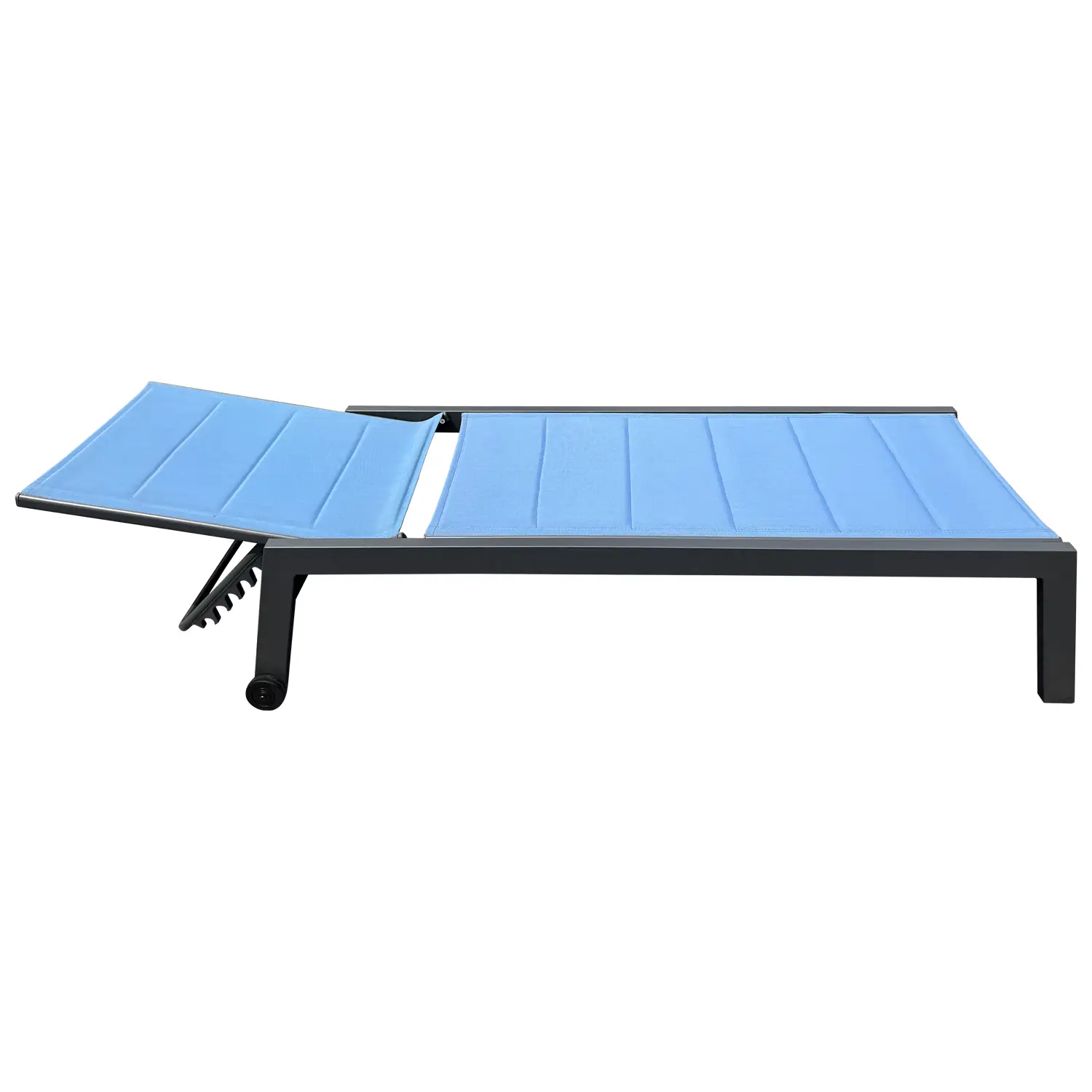 Bain de soleil en textilène bleu gris - aluminium anthracite