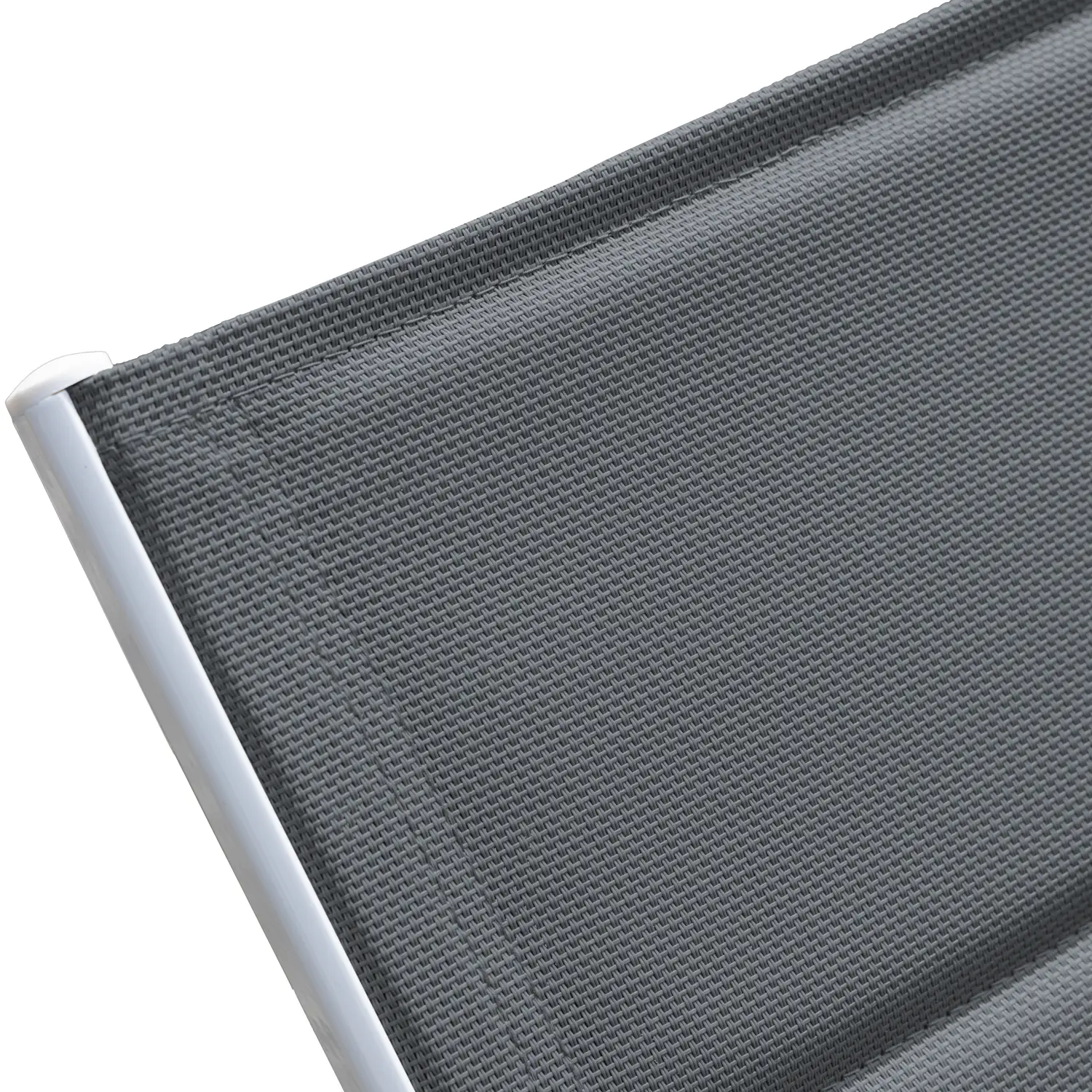 Lot de 2 bains de soleil en textilène gris - aluminium blanc