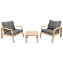 Set di mobili da giardino in acacia a 2 posti GILI - cuscini grigi