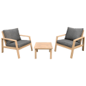 Conjunto de mobiliário de jardim de 2 lugares GILI - almofadas cinzentas Acacia