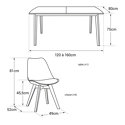 Tavolo allungabile 120/160cm HELGA e 4 sedie NORA bianco