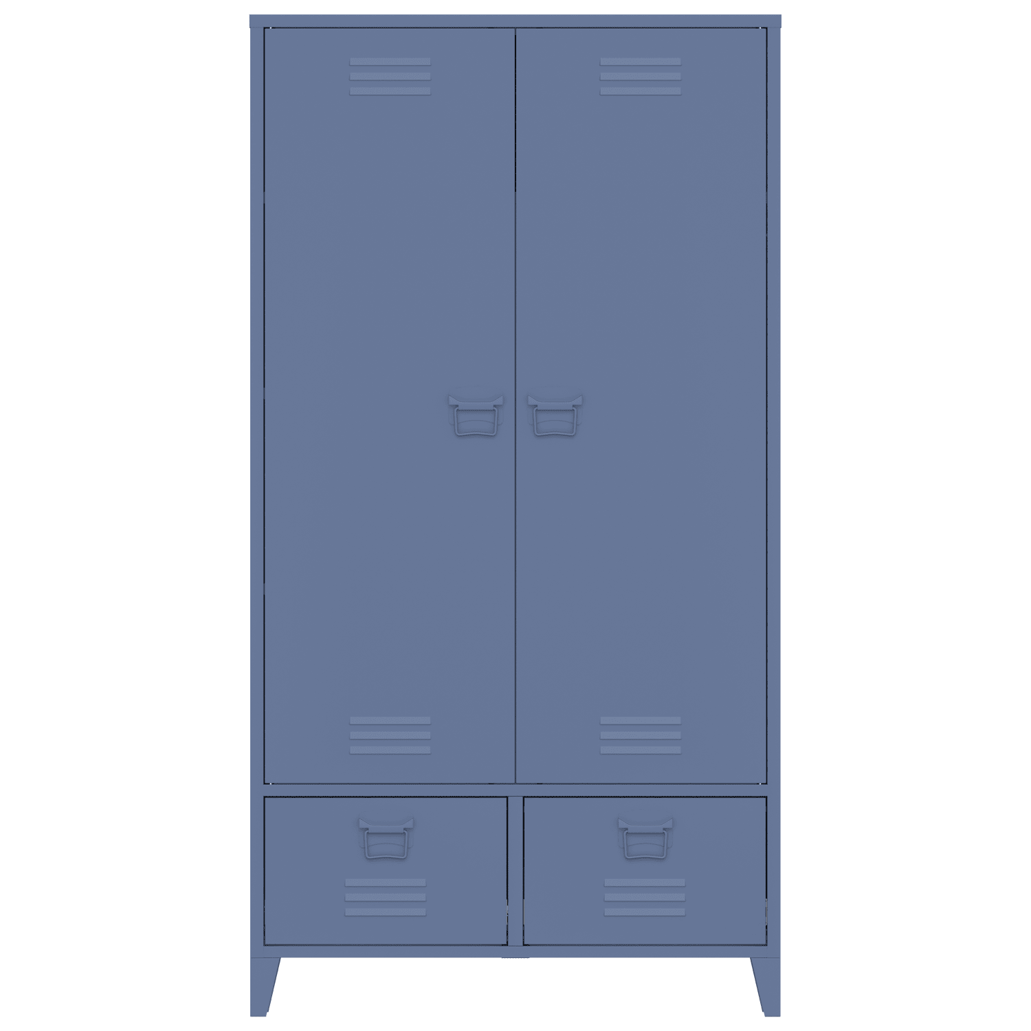 Armoire en métal 2 portes avec penderie bleu gris